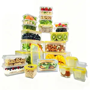 48/24/8-Piece PP5 Plastic Food Storage Containers with Lids 4-Side Snap-Lock Closure Hollow Silicone Sealing Heat Cold Resistant Microwave Safe Reusable Large Capacity Rectangular Style for Meal Prep and Picnics