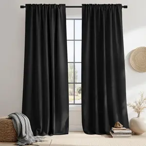 NICETOWN Halloween Blackout Curtains Window Drapes - (Black Color) W52 x L108, Double Panels, Blackout Draperies Window Treatment for Large Window
