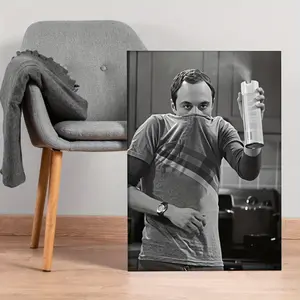 2D Flat, 1pc 'The Big Bang Theory' TV Show Poster - Sheldon Cooper Cleaning Spray Comic - Vintage &W Iconic Print Suitable for Fans, Housewarming, Birthday & Mother's Day Gifts - / Vertical Wall Hanging (Unframed), 2D Flat