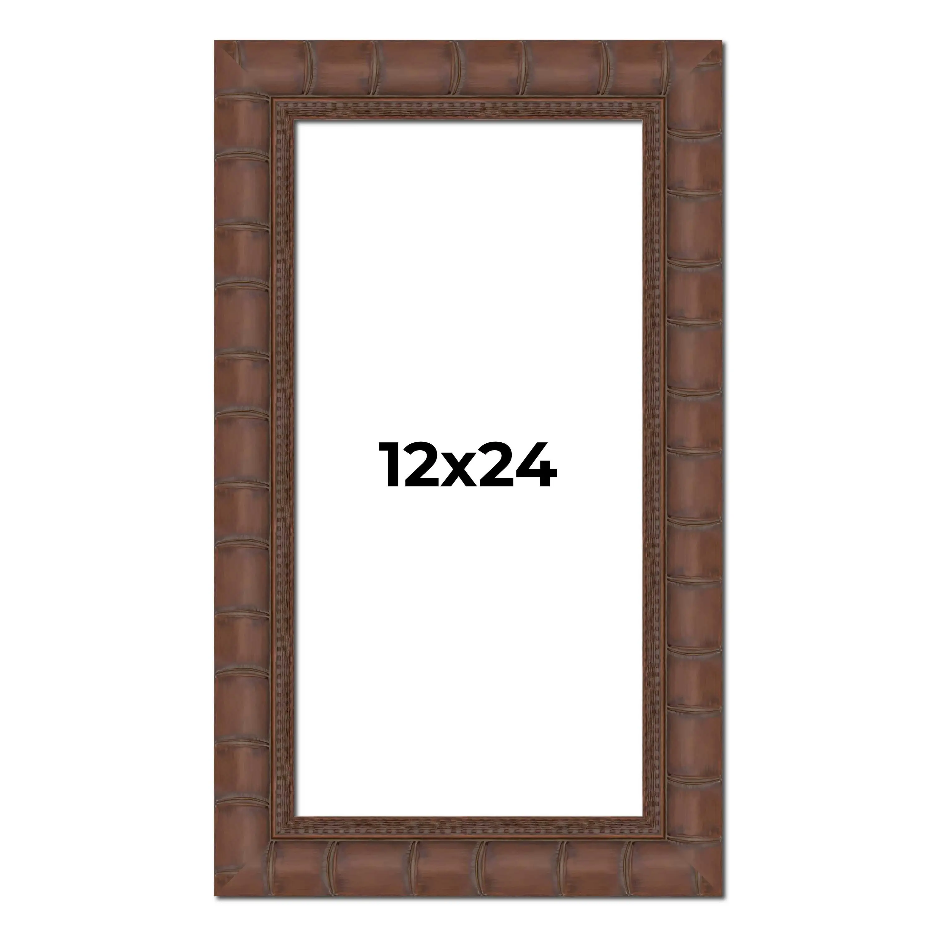12x24 Brown Wide Bamboo Picture Frame - UV Acrylic, Foam Board Backing, Hanging Hardware