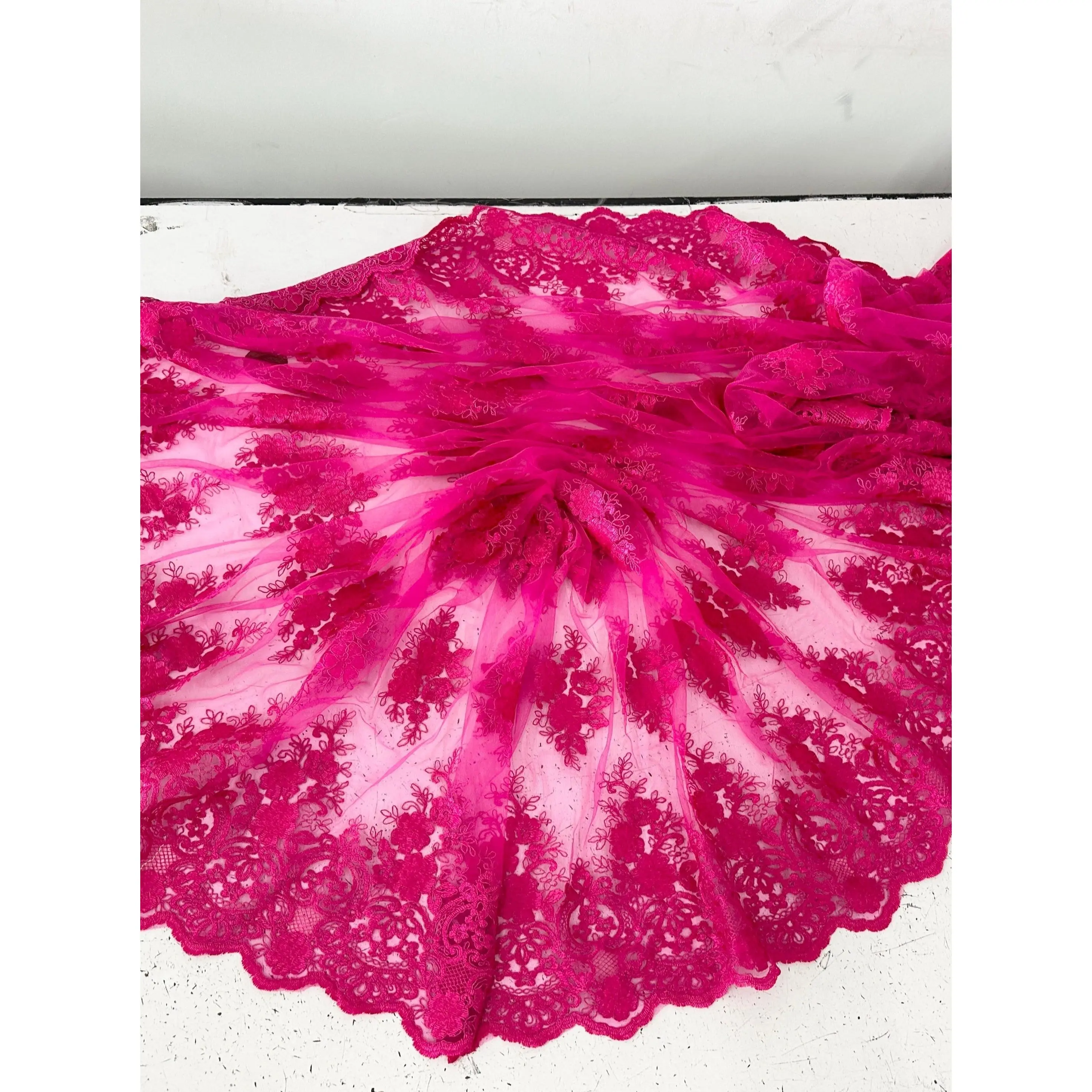 Fuchsia Embroidered Lace