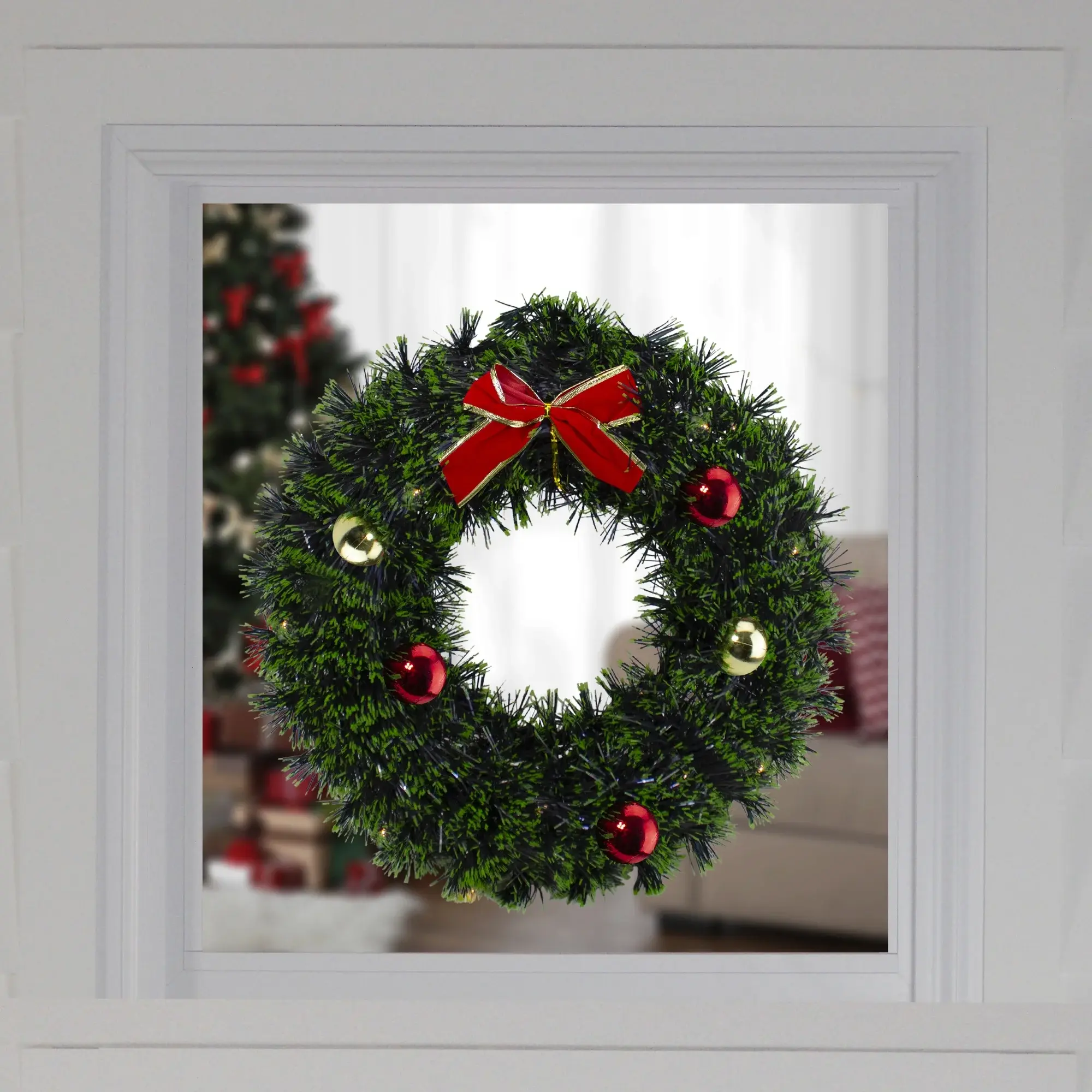 Northlight 17-Inch Green Tinsel Artificial Christmas Wreath with Bow - Unlit Northlight