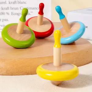 Infant and Toddler Wooden Spinning Tops Set |   Rotating Educational Toys for Boys and Girls, STEM Science Play, Birthday Gift |   Mixed Color, Battery-Free, Wood Material