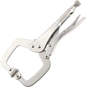 11-Inch C-Clamp Locking Pliers, Heavy Duty Welding C Clamp Pliers with Swivel Pads, Premium Alloy Steel Construction, Quick Release, Fit for Clamping Welding, Woodworking