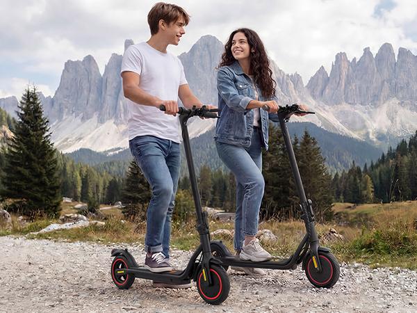 Mid-Range Neutral Electric Scooter, 8.5" Pneumatic Road Tires, 21MPH Max Speed, 350W (500W Peak) Rear Motor, 21/15 Miles Long Range, Foldable Commuter Scooter with Dual Braking (Rear Drum + Hidden Electronic Brake) & App Control