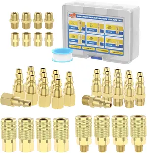 45 count Air Coupler & Plug Kit,  1/4" NPT Air Hose Fittings Set, Brass Air Tool Fittings Quick Connect Air Compressor Accessories