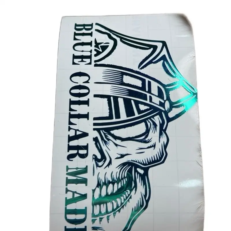 Blue Collar Made 3x5 Custom Permanent Decal Many Colors for Cars Trucks Welding Hood Tool Box Strong Design with Skull Graphic