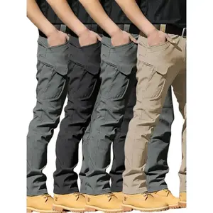 Set of 4 men’s slim-fit tactical work pants — durable, tear-resistant multi-pocket trousers designed to withstand all seasons, suitable for hiking, camping, outdoor activities, and everyday wear (machine washable). Hiking pants gift GARMENTARY