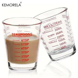 Glass Measuring Cup Set with Scale, 1 Oz (30 Ml), Microwave Safe, Ideal for Espresso and Wine, Kitchen Essential, Kitchen Measuring Utensils