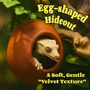 Crested Gecko Egg-Shaped Hideout — Arboreal Nest & Suction-Cup Cave for Reptiles — Tree Frog Climbing & Hanging Decor — Shedding Aid Hide