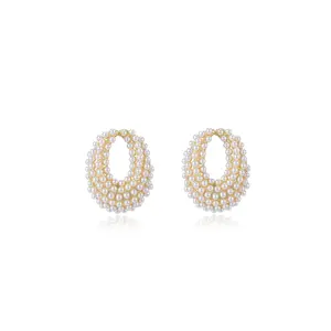 Classic Pearl Cluster Stud Earrings