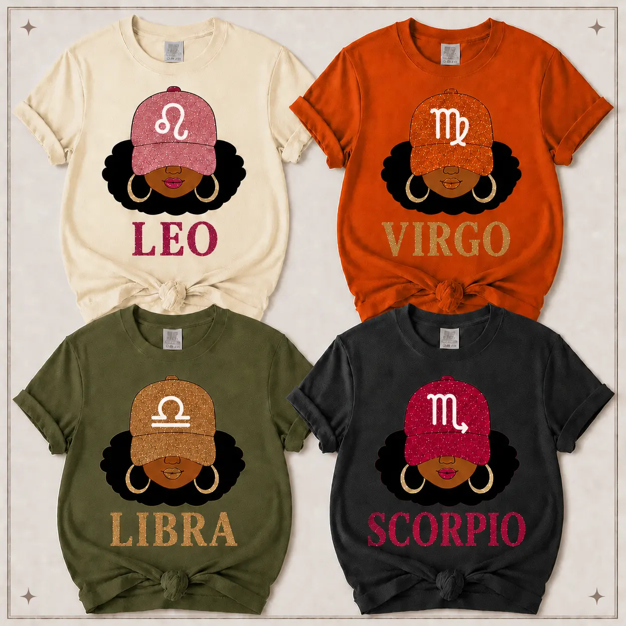 12 Zodiac Slay Girl Shirt, Black Girl Astrology T-Shirt, Leo Virgo Libra Scorpio Tee, Afro Girl Zodiac Graphic Shirt, Glitter Cap Horoscope Gift Apparel