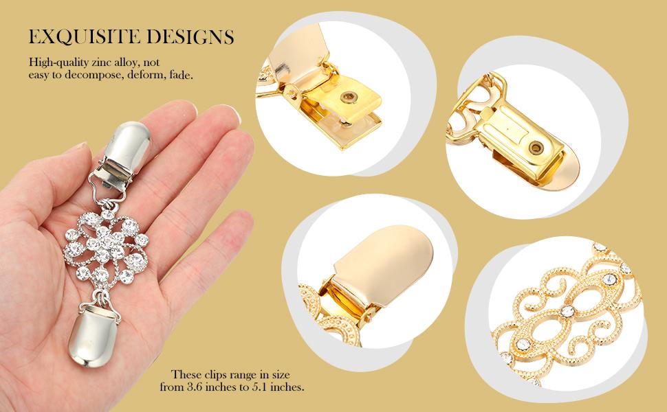 4 Pieces Vintage Sweater Shawl Clips Retro Cardigan Collar Dress Shirt Brooch Clips for Women Wearing, 4 Styles