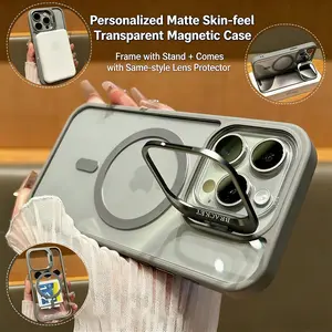 IPhone 12-17 Pro/Pro Max/Plus/Air Case With Stand & Lens Protector, For Both Boys And Girls Magsafe Compatible Magnetic Phone Case,Shockproof Phone Case Can be DIY Customized Multiple Colors Availabl