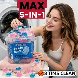5-in-1 Concentrated Laundry Beads (30-Pack) - Active Ingredients, Long-Lasting Fresh Aroma, Low-Foam Easy-Floating, Deep Cleaning Stain Removal, Softening & Anti-Static Household Cleaner
