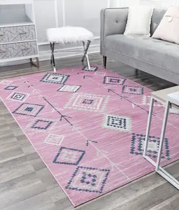 212 MAIN CosmoLiving RA30432 2x4 ft. Soleil BR15C Native Pink Tribal Moroccan Boho Area Rug, Lightweight Rug, Boho Area Rugs
