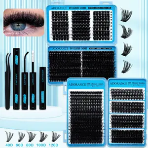 Mixed Length Soft & Comfort False Eyelashes, DIY Lash Clusters, 1 Set Long-lasting Lashes with Lash Glue & Lash Remover & Tweezers for Daily & Dates & Party, Cosmetic Makeup