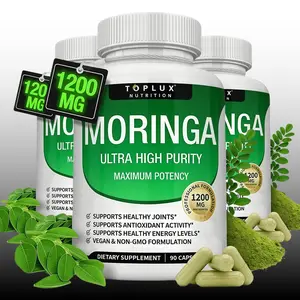 3/2/1 Bottles Toplux Moringa Capsules 1200mg, Pure Natural Moringa Powder, 90 Vegan Capsules Each, USA Made