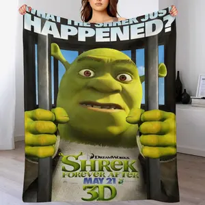 Anime Shrek Flannel Throw Blanket - Super Soft & Cozy Anti-Shrink Blanket for Couch, Bed & Travel | Machine Washable Gift for Adults, Teens & Anime Fans