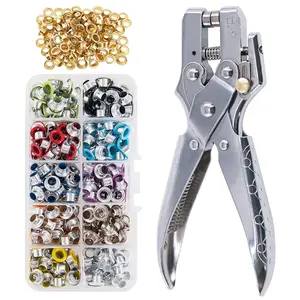 300 Sets 1/5 inch Multi-Color Metal Eyelets Grommets Kit with Hole Punch Plier and 100 count Extra  Eyelets, for Leather, Canvas,  Fabrics Clothes, Shoes, Belts, Bags, Crafts (11 Colors)