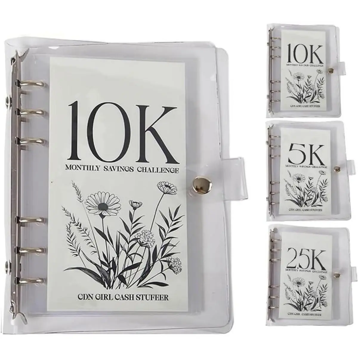 Money Saving Binder Cash Envelope System Savings Challenge Book 12 Month Planner Budget Organizer Loose Leaf Binder 25K 5K 10K Goal Tracker Financial Planner Debt Free Binder Savings Tracker Cash Stash Binder Money Management Tool