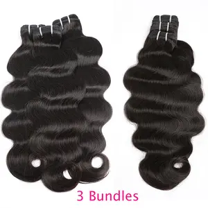BELE Hair Brazilian Straight Human Hair Bundles 12A Grade Body Wave Bundles Quick Weave with 4x4 5x5 Lace Closure Brazilian Virgin Straight Hair 3 Bundles Sew in Real Hair Extensions