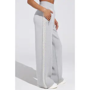 PEARL GIRL WIDE LEG JOGGER IN GREY