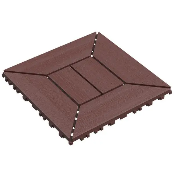 DIY Interlocking Parquet Flooring - 12in, 44 Pieces, 0.8in Height, Brown High-Gloss Water-Based Epoxy Zellige Finish, Easy-to-Install for Balcony, Bathroom Home Improvement Flooring