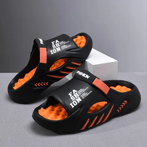 Men's Cloud Slides Foot Care Indoor Slippers - Soft Cushioned, Anti-Slip Thick Sole, Arch Support, Below-Ankle Sport Strap, Rhinestones, Bathroom-Ready, Swimming Pool, Gym Use