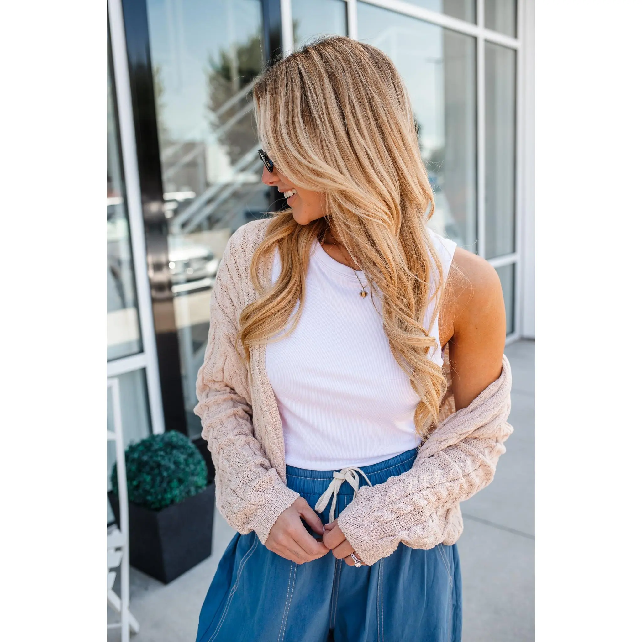 Boho Bliss Cable Knit Cocoon Cardigan