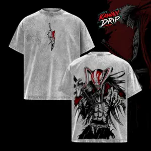 Ichigo Hollow Form Bleach Anime Shirt, Vintage Washed Oversized Graphic Tee, Vasto Lorde Mask Art, Kurosaki Ichigo Transformation T-Shirt, Unisex Streetwear Anime Merch Gift For Bleach Fans