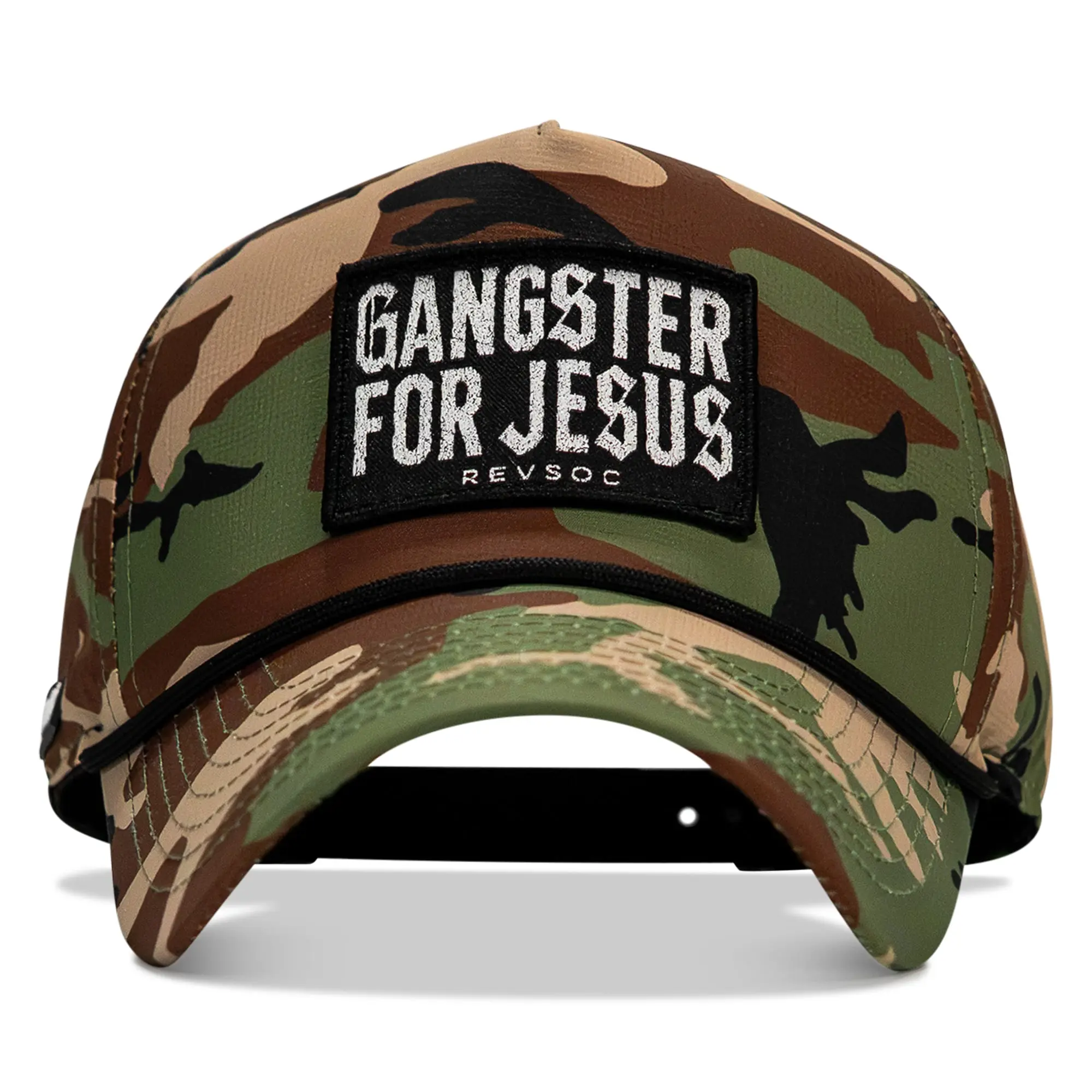 Unisex Gangster For Jesus Patch Weekender Snapback Hat, Curved Visor, Medium Size, Outdoor Wear, Recycled Poly Fabric