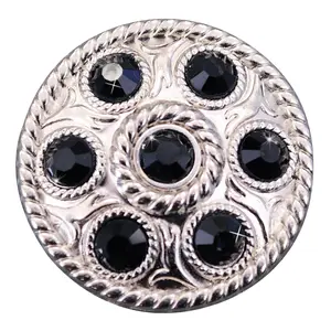 HILASON Western Screw Back Concho1 Black Crystal Wheel Bling Headstall Cowgirl | Concho Belt Slotted Conchos