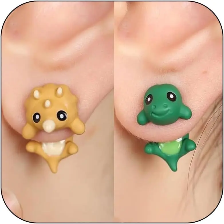 2Pairs Dinosaur Earrings Cute Animal Bite Earrings Dinosaur Earrings Cute Dino Earrings Funny Pet Jewelry Gifts for Animal Lovers