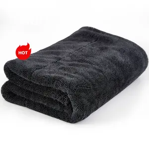 SUPER ABSORBENT CAR DRYING TOWEL,ULTRA SOFT MICROFIBER 1300GSM DOUBLE TWISTED-LOOP BLACK COLOR DRYING TOWEL FOR CARS TRUCKS SUV