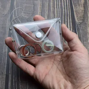 1pc Small Transparent Plastic Snap Coin Purse Simple Multifunctional Wallet Portable Home Travel Supplies Minimalist Wallets