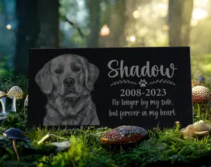 Personalized Pet Memorial Stone w/ Wreath: Custom Engraved Granite Dog Cat Sympathy Gifts, Pet Face, Portrait Plaque for Grave, Remembrance