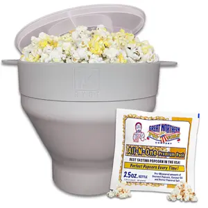 Microwave Popcorn Popper Bowl - No Oill Needed Collapsible 100% Silicone by Kitchelia