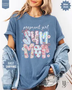 Comfort Colors® Pregnant Girl Summer Shirt Beachy Pregnancy Announcement T Shirt Preppy Strawberry Mama Tee Maternity Outfit First Time Mom