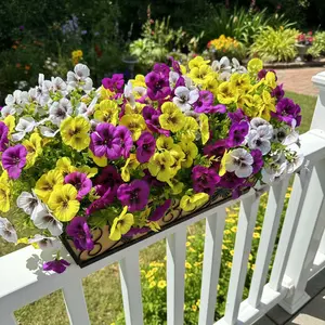 20 Bundles UV Resistant Artificial Pansy Flowers for Outdoors – Faux Silk Pansies with Eucalyptus Leaves for Garden, Porch, Patio, Front Yard & Home Decor (Purple, Yellow, White)