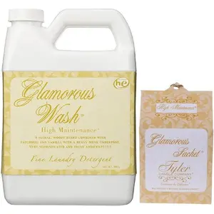 Tyler Candle Company Wash High Maintenance Liquid Laundry Detergent 32oz w/High Maintenance Sachets Bundle