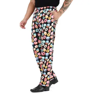Unisex Printed 100% Cotton Men Women Chef Pants Trouser with Draw String for Food Service, Bakers and Culinary Professional