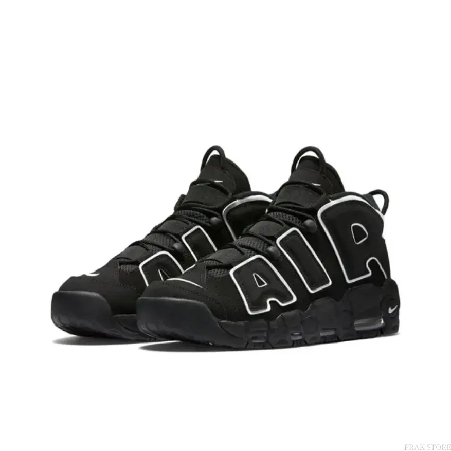 Nike Air More Uptempo Men's Basketball Shoes, White Mid-Top with Black Accents