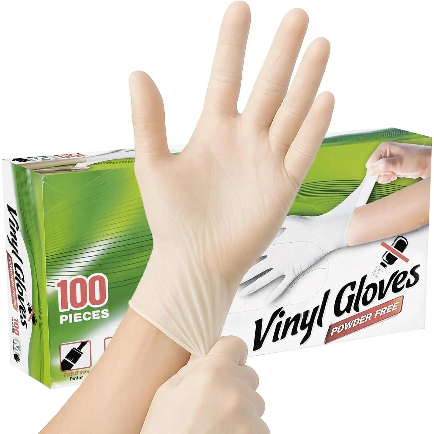100 Pack Clear Vinyl Gloves  Free Plastic Disposable Latex Free for Cleaning, Salon, Crafts
