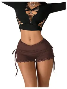 High Elastic Lace Trim Shorts, 2026 New Design, Adjustable Drawstring Waist, Soft Breathable Fabric, Slim Fit, Casual Style