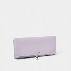 Katie Loxton Leather Jewelry Roll with Amethyst Birthstone Charm and Gold-Tone Details