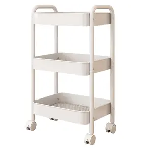 3-Tier White Rolling Storage Cart with Wheels Mobile Utility Trolley for Kitchen Bathroom Bedroom Organization hat organizer shoe rack