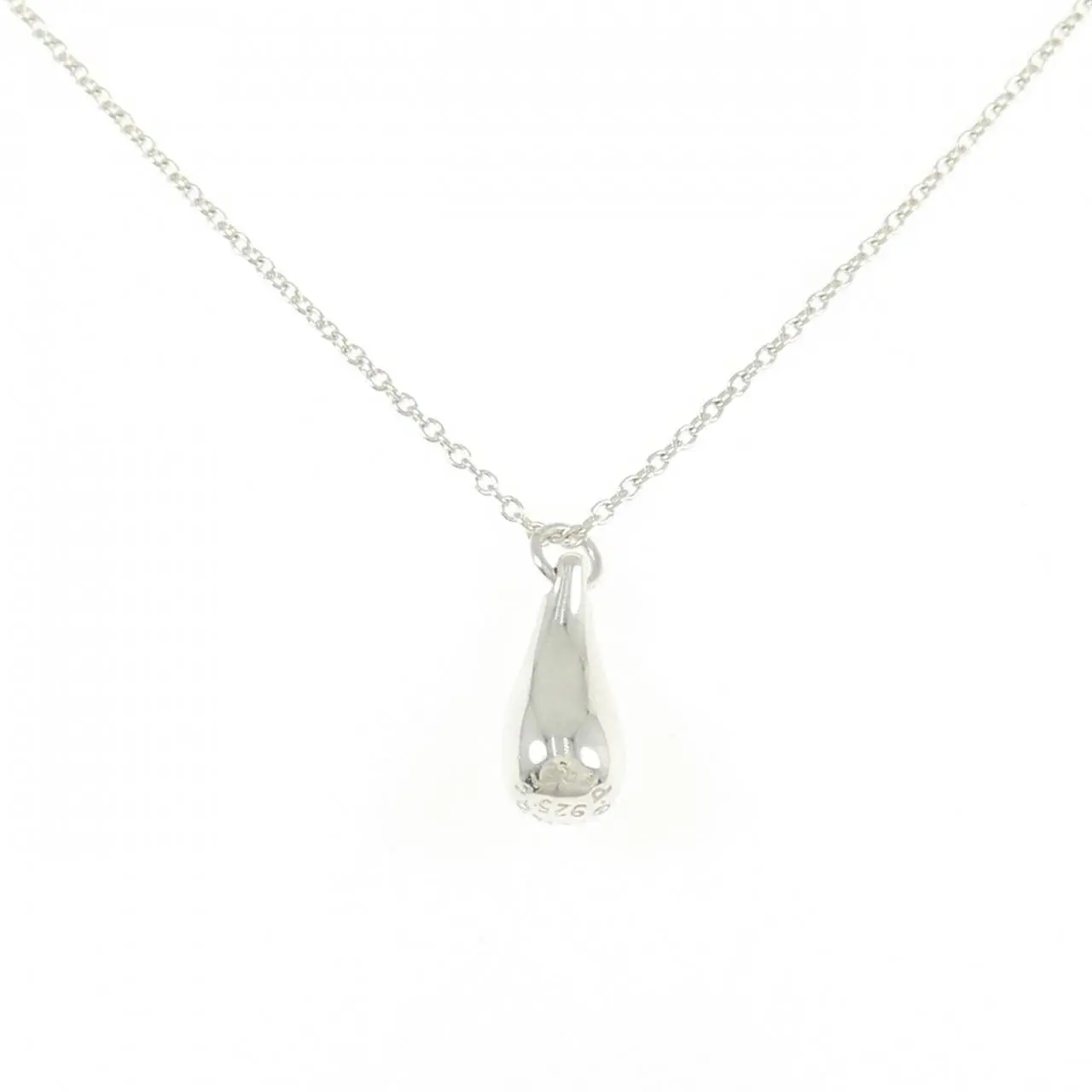 Pre-owned Tiffany & Co. Sterling Silver 925 (Ag925) Small Leather Goods Teardrop 925 Necklace
