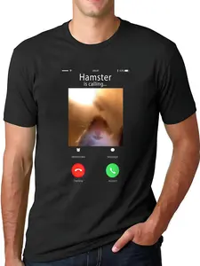 Men's 100% Cotton Unisex Short-Sleeve Vintage Tshirt - Streetwear Round Neck Top with Distressed Dank Meme Hamster Staring Front Camera Graphic for Casual Wear
