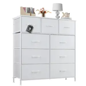 【Deal】Cupboards Cabinets Dresser - with 9 Drawers, Bedroom  Organizer, Steel Frame and Wood Top for Bedroom, Closet, Entryway